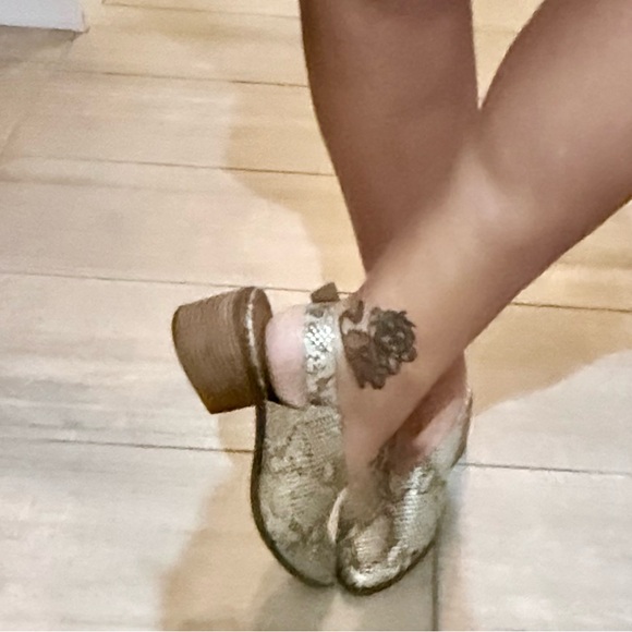 Lucky Brand Lideton Slingback Booties Leather Gray Snakeskin Print Womens 8.5‎ - Picture 9 of 9